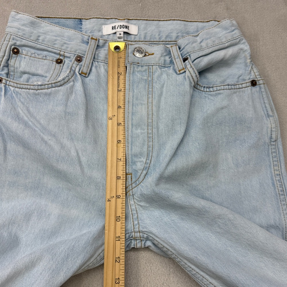 RE/DONE 90s High Rise Loose Jeans Womens 28 Light Blue Distressed Bleach Destroy - Picture 11 of 13